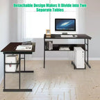 Bureau d'ordinateur Costway en forme de L avec plateau inclinable et table à dessin