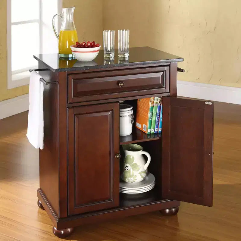 Dessus en granit noir Alexandrie Îlot/chariot de cuisine portable - Crosley