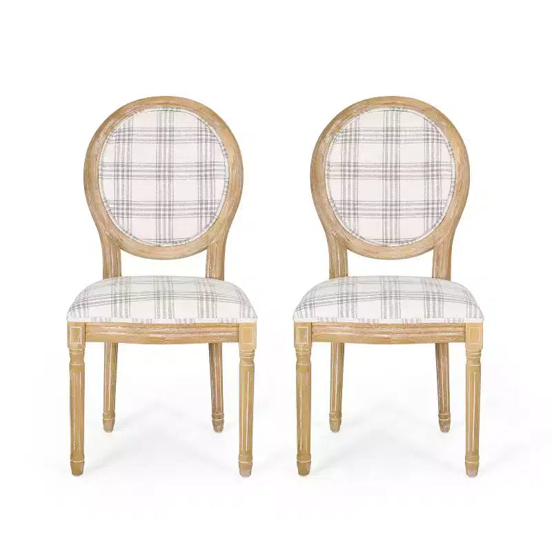 Lot de 2 chaises de salle à manger en tissu de style campagnard Phinnaeus - Christopher Knight Home