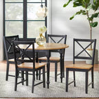 Table à manger extensible Buylateral 4 places de style campagnard en bois massif avec deux rallonges abattantes