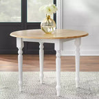 Table à manger extensible Buylateral 4 places de style campagnard en bois massif avec deux rallonges abattantes