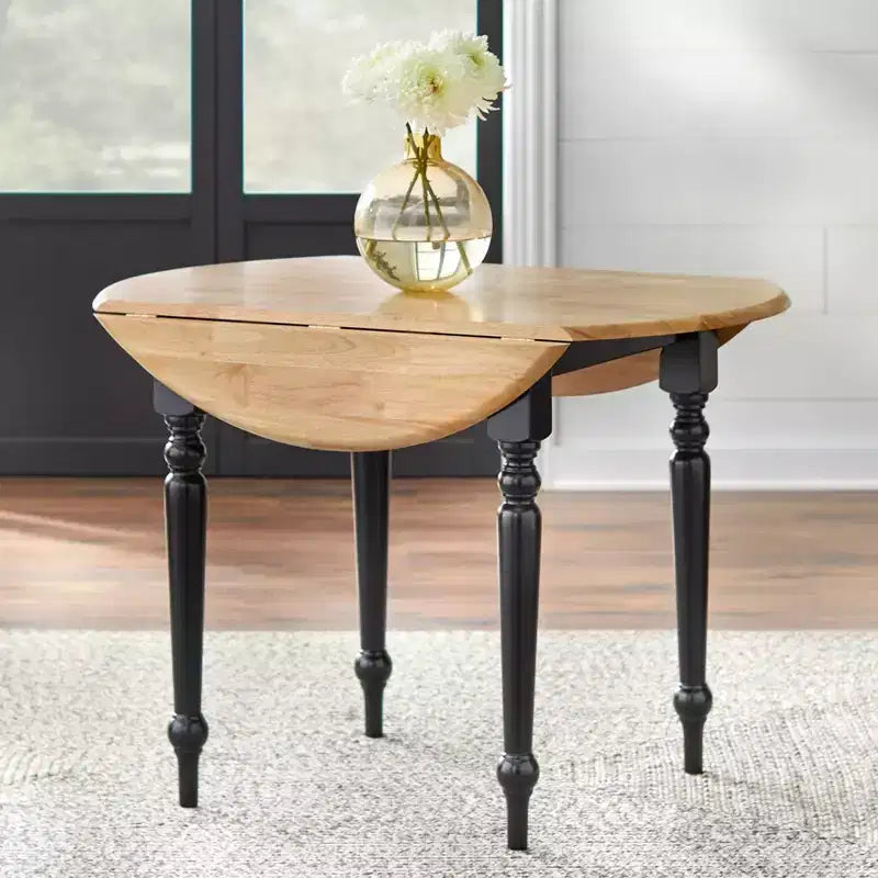 Table à manger extensible Buylateral 4 places de style campagnard en bois massif avec deux rallonges abattantes