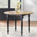 Table à manger extensible Buylateral 4 places de style campagnard en bois massif avec deux rallonges abattantes