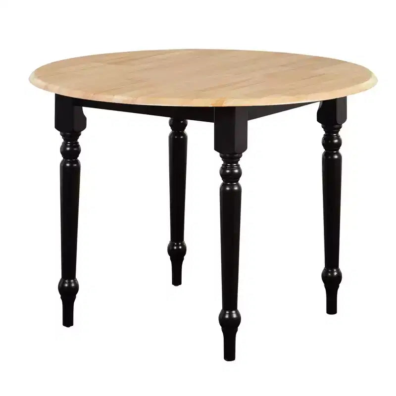 Table à manger extensible Buylateral 4 places de style campagnard en bois massif avec deux rallonges abattantes