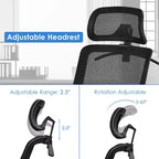 Chaise de bureau ergonomique à dossier haut en maille, inclinable, avec cintre, gris/noir