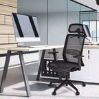 Chaise de bureau ergonomique à dossier haut en maille, inclinable, avec cintre, gris/noir
