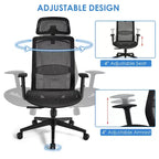 Chaise de bureau ergonomique à dossier haut en maille, inclinable, avec cintre, gris/noir