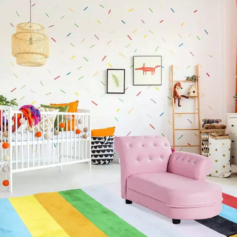 Costway Canapé enfant rose, chaise longue avec accoudoirs, canapé de relaxation, chambre, salon