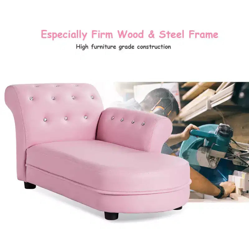 Costway Canapé enfant rose, chaise longue avec accoudoirs, canapé de relaxation, chambre, salon