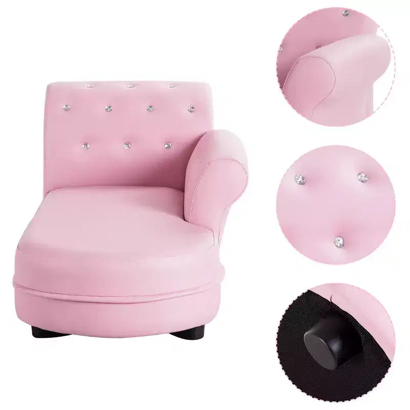 Costway Canapé enfant rose, chaise longue avec accoudoirs, canapé de relaxation, chambre, salon