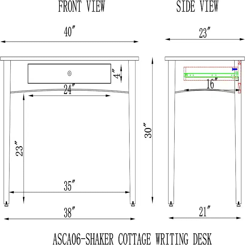 Bureau cottage Shaker de 40 po – Alaterre Furniture
