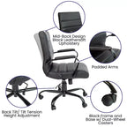 Chaise de bureau Merrick Lane mi-hauteur contemporaine avec accoudoirs rembourrés