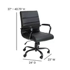 Chaise de bureau Merrick Lane mi-hauteur contemporaine avec accoudoirs rembourrés