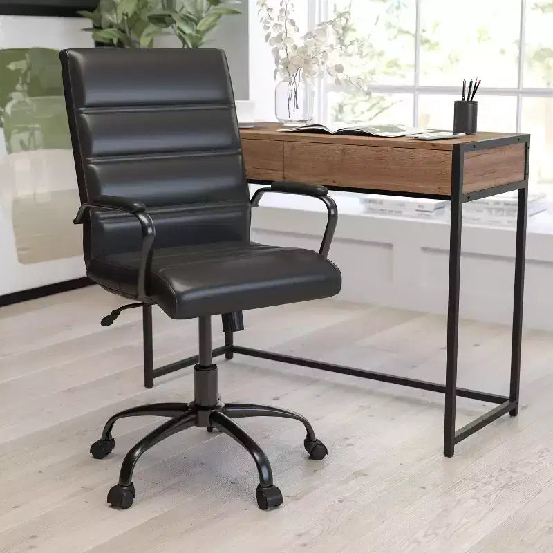 Chaise de bureau Merrick Lane mi-hauteur contemporaine avec accoudoirs rembourrés