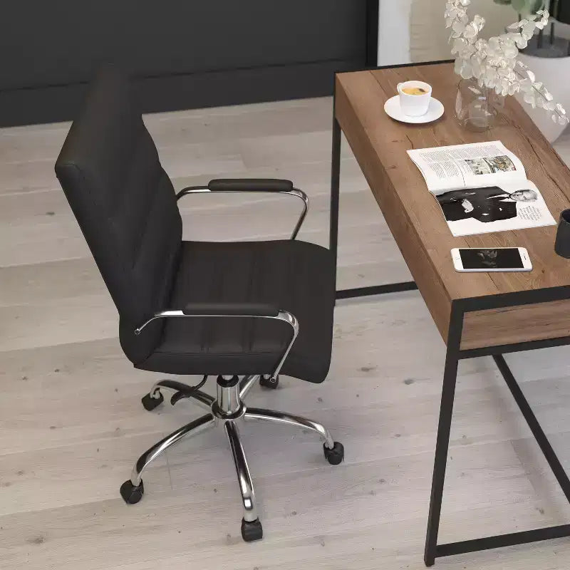 Chaise de bureau Merrick Lane mi-hauteur contemporaine avec accoudoirs rembourrés