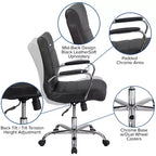 Chaise de bureau Merrick Lane mi-hauteur contemporaine avec accoudoirs rembourrés