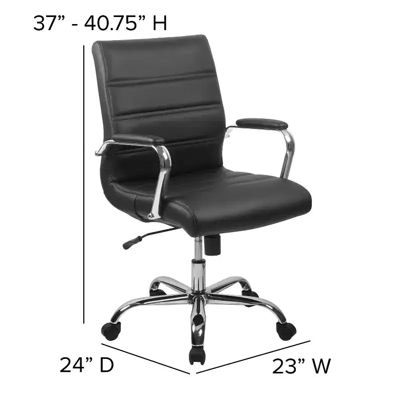 Chaise de bureau Merrick Lane mi-hauteur contemporaine avec accoudoirs rembourrés