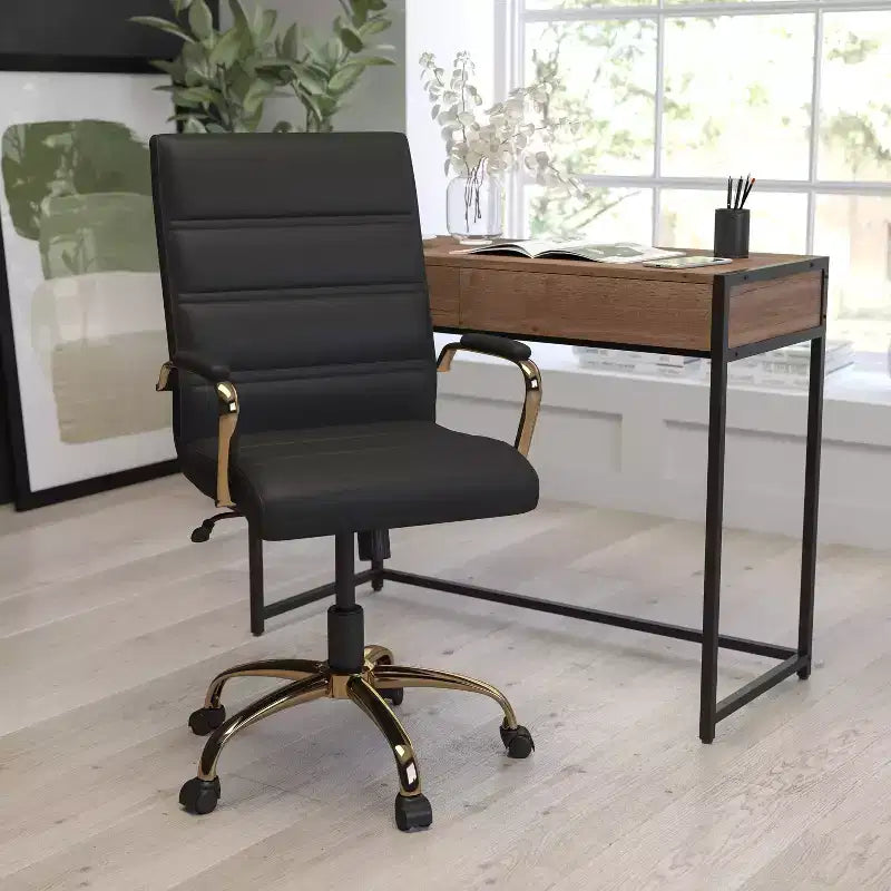 Chaise de bureau Merrick Lane mi-hauteur contemporaine avec accoudoirs rembourrés