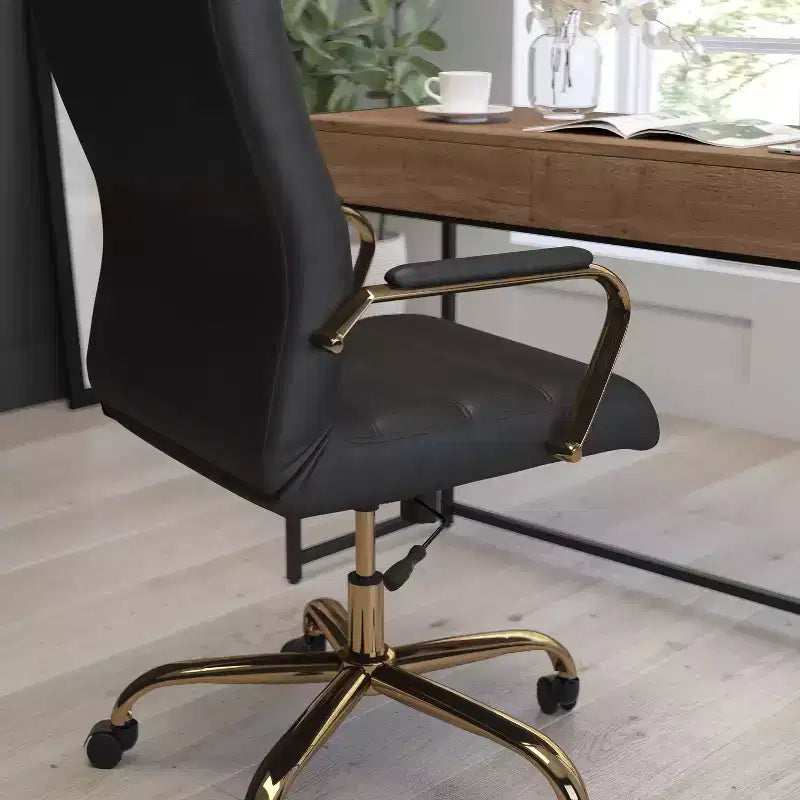 Chaise de bureau Merrick Lane mi-hauteur contemporaine avec accoudoirs rembourrés