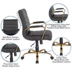 Chaise de bureau Merrick Lane mi-hauteur contemporaine avec accoudoirs rembourrés