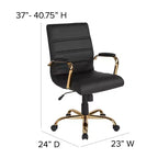 Chaise de bureau Merrick Lane mi-hauteur contemporaine avec accoudoirs rembourrés
