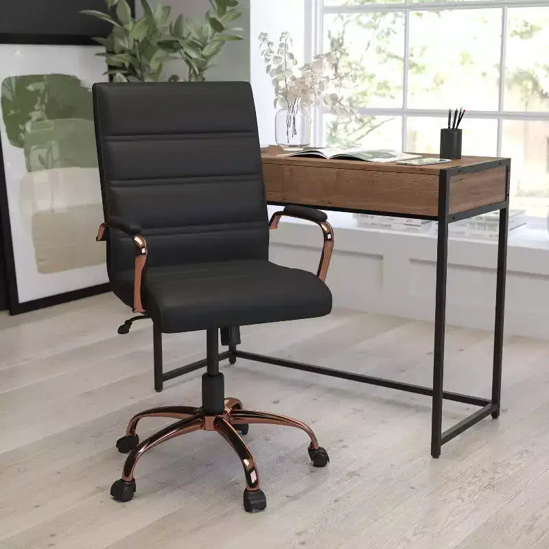 Chaise de bureau Merrick Lane mi-hauteur contemporaine avec accoudoirs rembourrés