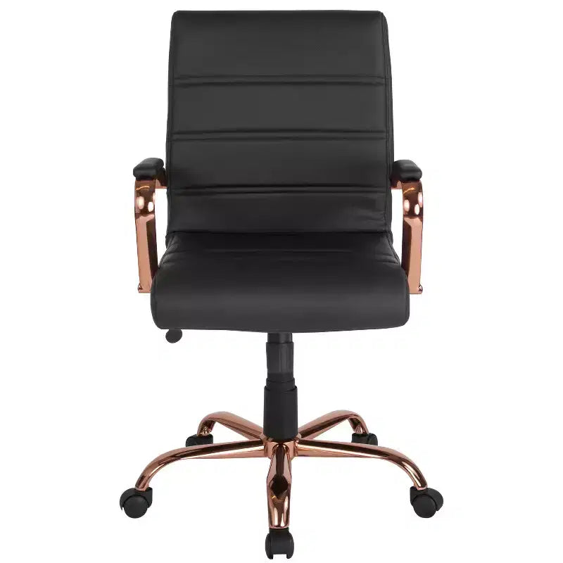Chaise de bureau Merrick Lane mi-hauteur contemporaine avec accoudoirs rembourrés