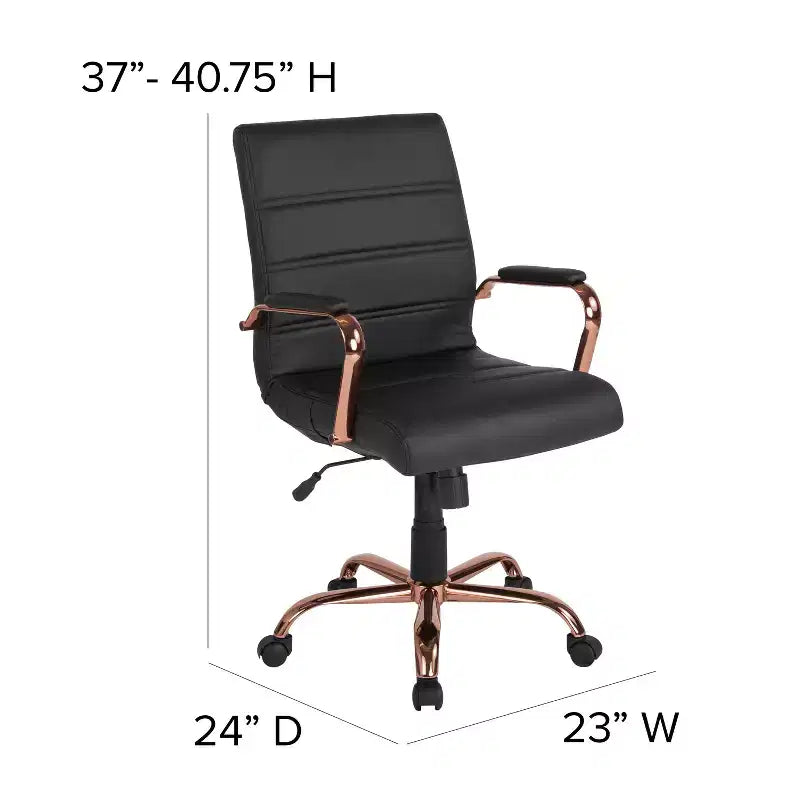 Chaise de bureau Merrick Lane mi-hauteur contemporaine avec accoudoirs rembourrés