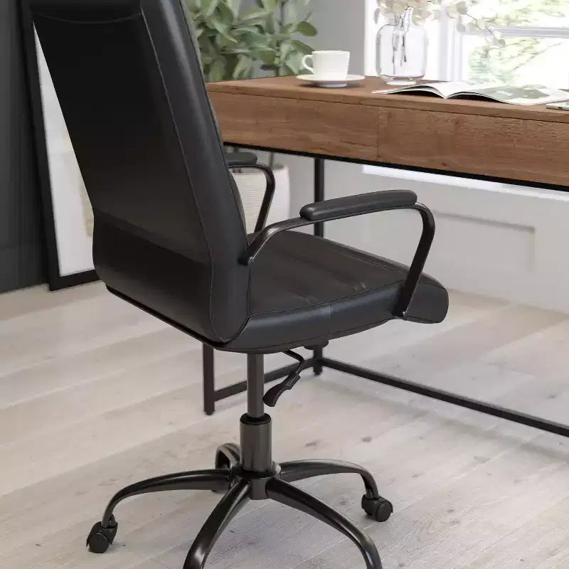 Chaise de bureau Merrick Lane mi-hauteur contemporaine avec accoudoirs rembourrés