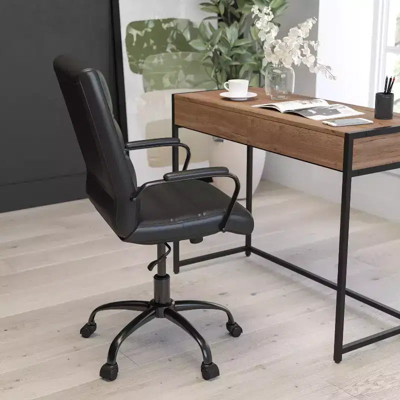 Chaise de bureau Merrick Lane mi-hauteur contemporaine avec accoudoirs rembourrés