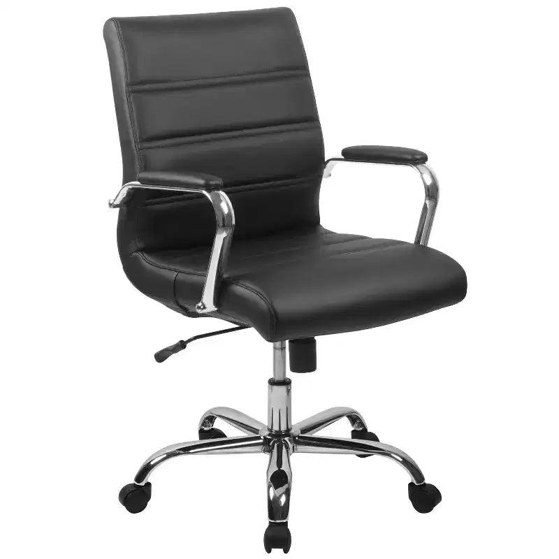 Chaise de bureau Merrick Lane mi-hauteur contemporaine avec accoudoirs rembourrés