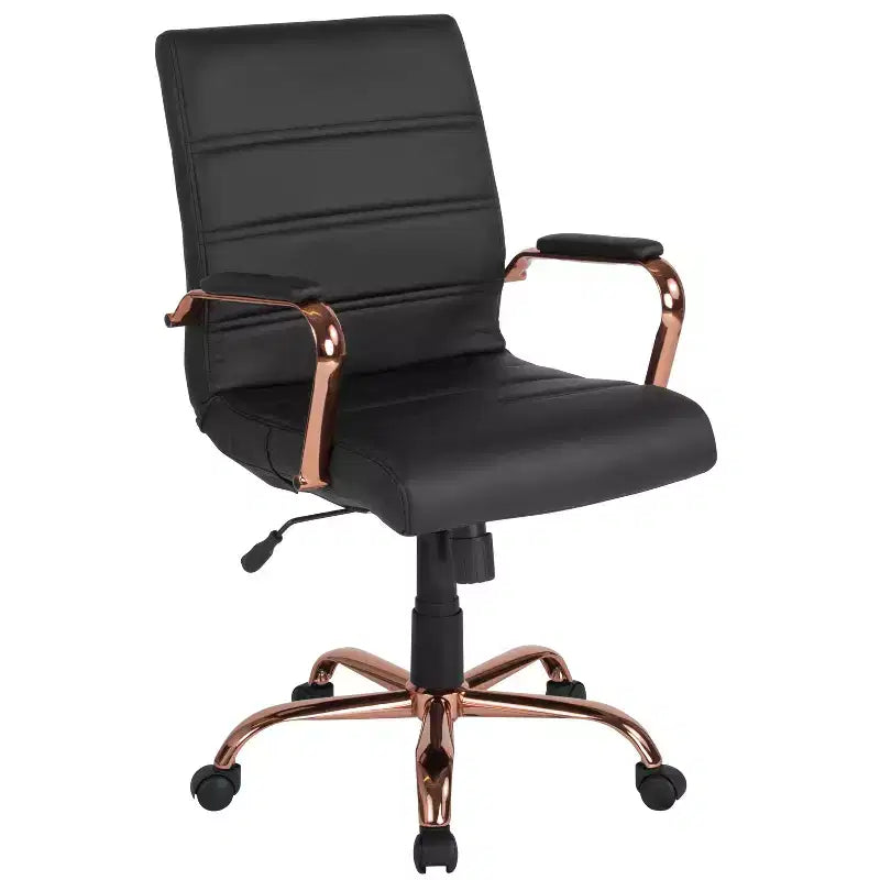 Chaise de bureau Merrick Lane mi-hauteur contemporaine avec accoudoirs rembourrés