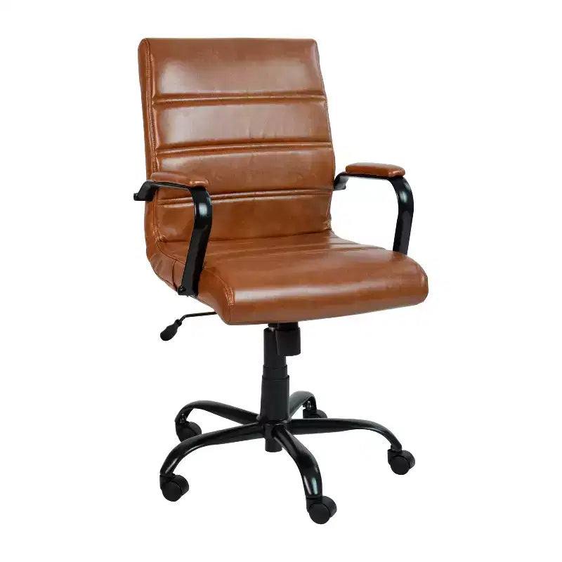 Chaise de bureau Merrick Lane mi-hauteur contemporaine avec accoudoirs rembourrés