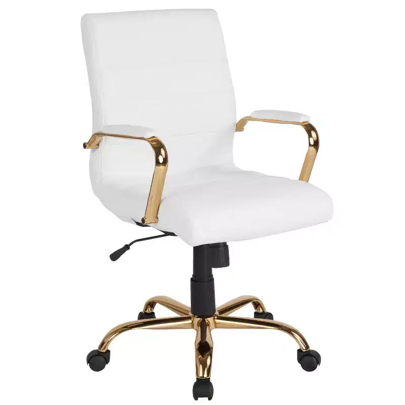 Chaise de bureau Merrick Lane mi-hauteur contemporaine avec accoudoirs rembourrés