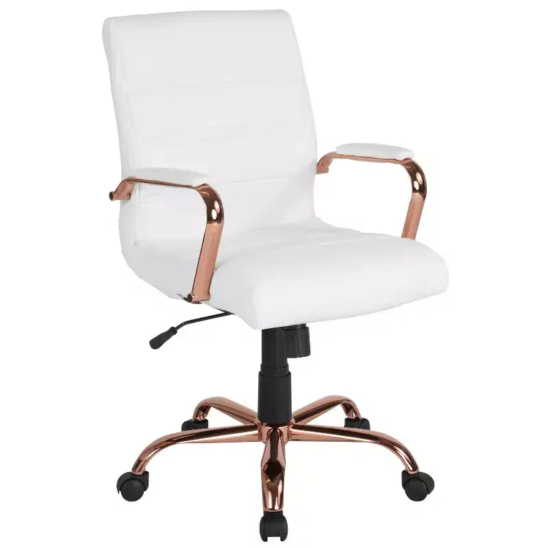 Chaise de bureau Merrick Lane mi-hauteur contemporaine avec accoudoirs rembourrés
