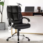 Chaise de bureau d'ordinateur Costway de direction grand dossier, grand et large, en cuir, réglable