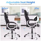 Chaise de bureau d'ordinateur Costway de direction grand dossier, grand et large, en cuir, réglable