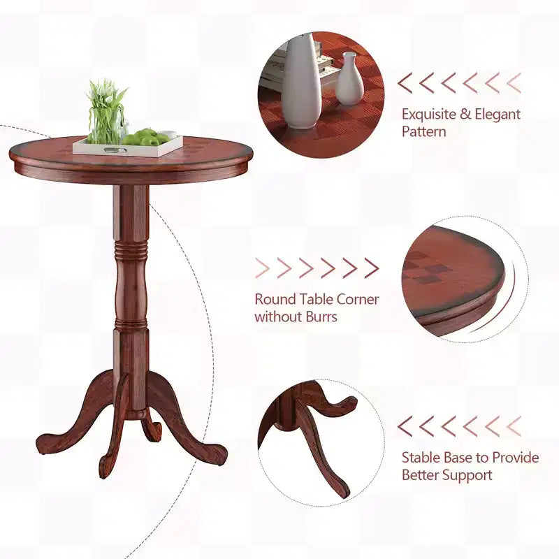 Costway Ensemble de Table de Bar 5 Pièces, Table Ronde Hauteur Bar 76 cm et 4 Tabourets de Bar Pivotants