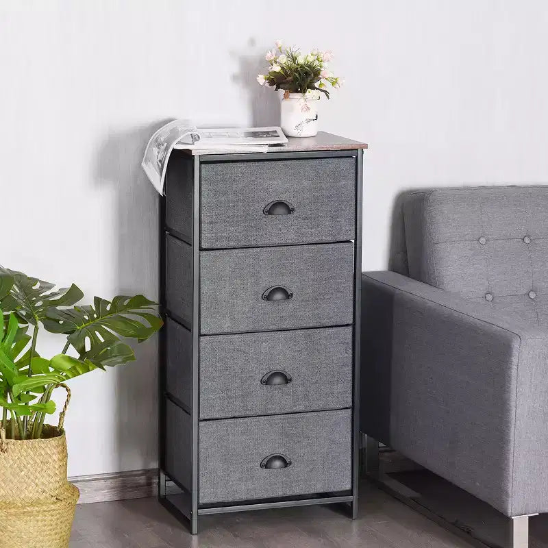 Costway Commode 4 Tiroirs Tour de Rangement Table d'Appoint Meuble de Présentation pour la Maison