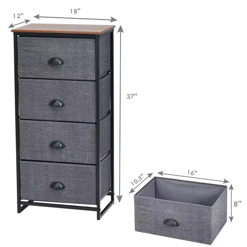 Costway Commode 4 Tiroirs Tour de Rangement Table d'Appoint Meuble de Présentation pour la Maison
