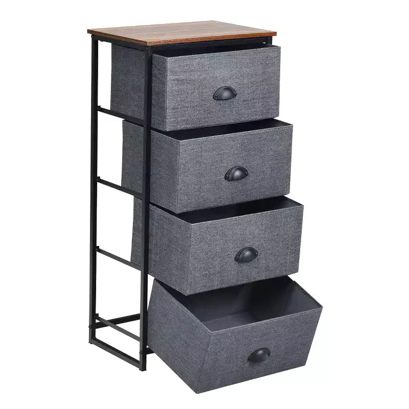Costway Commode 4 Tiroirs Tour de Rangement Table d'Appoint Meuble de Présentation pour la Maison