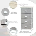 Costway Commode 4 Tiroirs Tour de Rangement Table d'Appoint Meuble de Présentation pour la Maison
