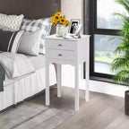 Costway Lot de 2 Tables d'Appoint Tables de Chevet avec 2 Tiroirs Blanc
