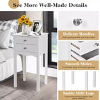 Costway Lot de 2 Tables d'Appoint Tables de Chevet avec 2 Tiroirs Blanc