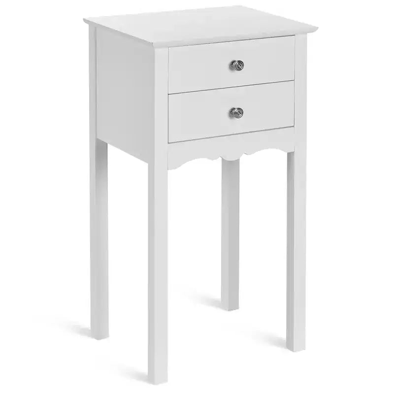 Costway Lot de 2 Tables d'Appoint Tables de Chevet avec 2 Tiroirs Blanc