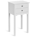Costway Lot de 2 Tables d'Appoint Tables de Chevet avec 2 Tiroirs Blanc