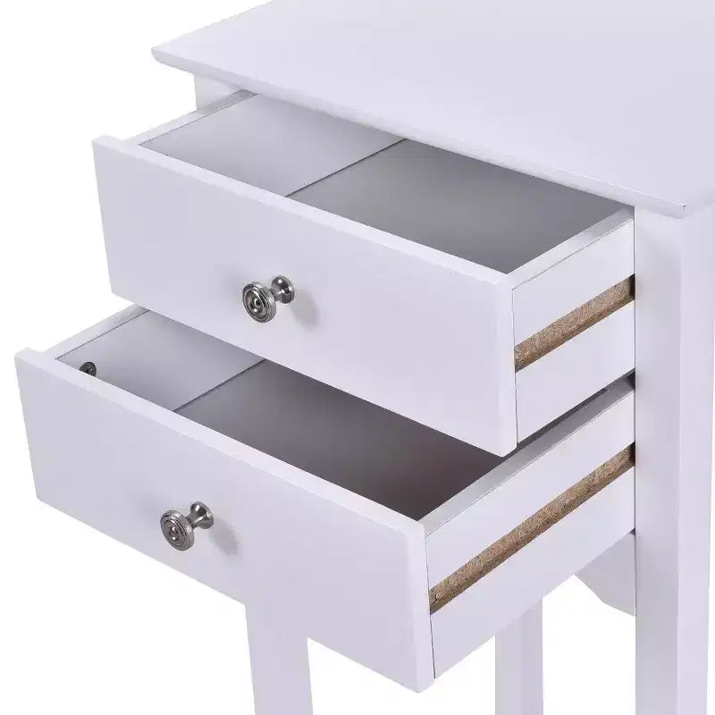 Costway Lot de 2 Tables d'Appoint Tables de Chevet avec 2 Tiroirs Blanc