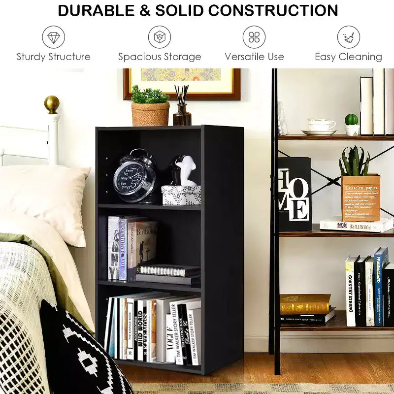 Costway Lot de 2 bibliothèques ouvertes à 3 niveaux, armoire de rangement multifonctionnelle, noir