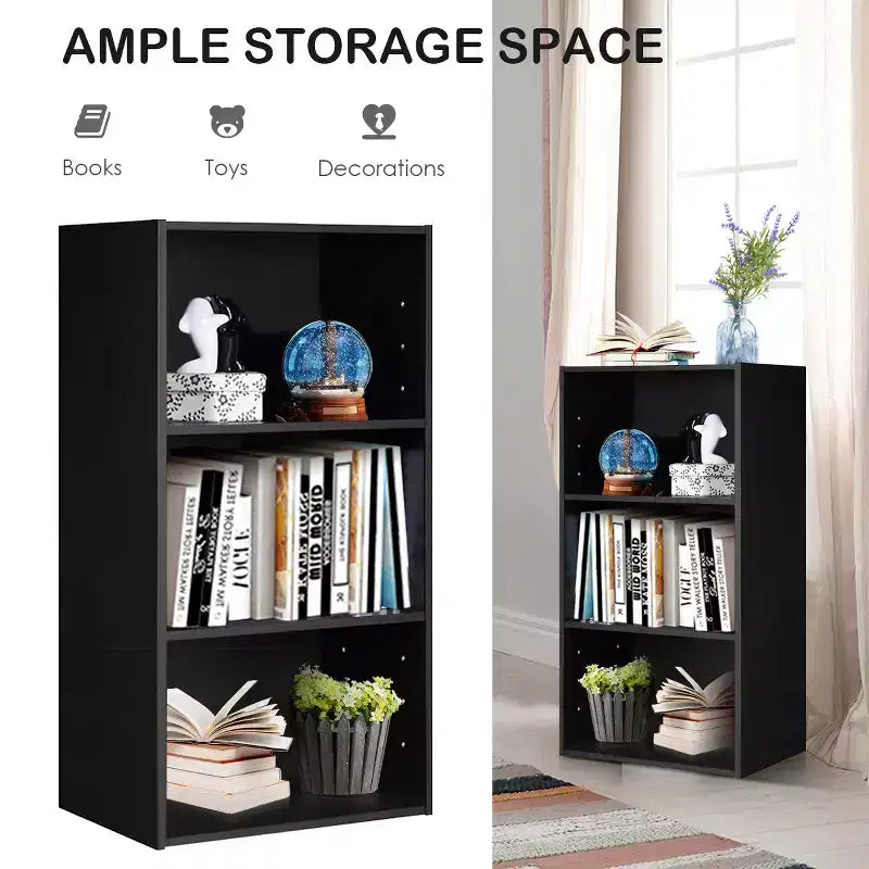 Costway Lot de 2 bibliothèques ouvertes à 3 niveaux, armoire de rangement multifonctionnelle, noir