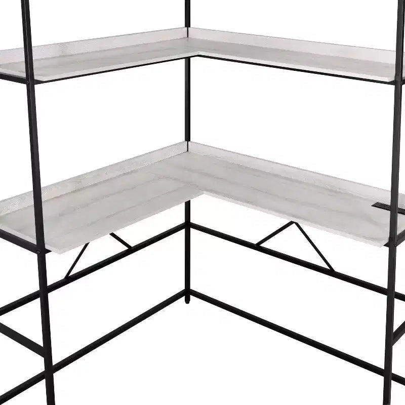 Bureau d'angle Clydebank avec bibliothèque et prise USB – HOMES: Inside + Out